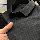 爸爸装 100%桑蚕丝短袖 中年高档冰丝翻领polo衫 薄半袖 T恤男士 夏季