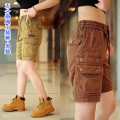 复古工装 机能户外运动中裤 裤 纯棉百搭休闲五分短裤 子 男女夏季 美式