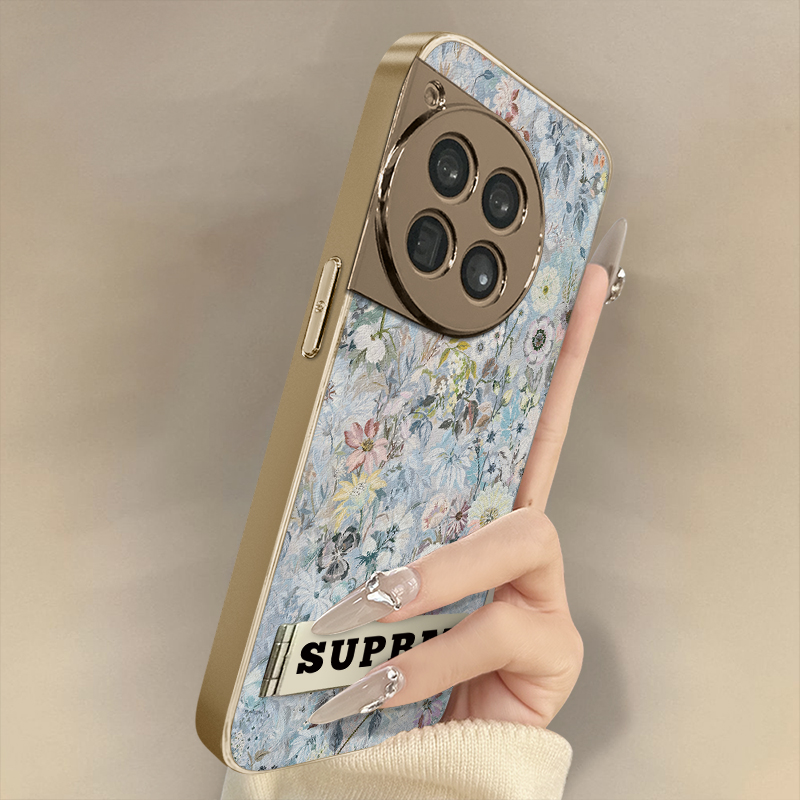 浙皇适用于一加13手机壳1加13T新款12秋冬11网红ace5pro简约ace3支架创意防摔全包小羊皮女复古ace2v百草花丛