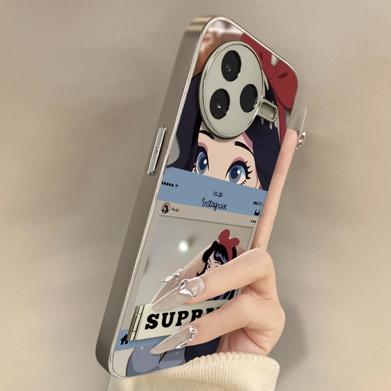 浙皇适用于红米k80手机壳70e新款k60ultra全包k50防摔note14补妆支架13电镀女镜面可爱高级12pro漫画白雪公主