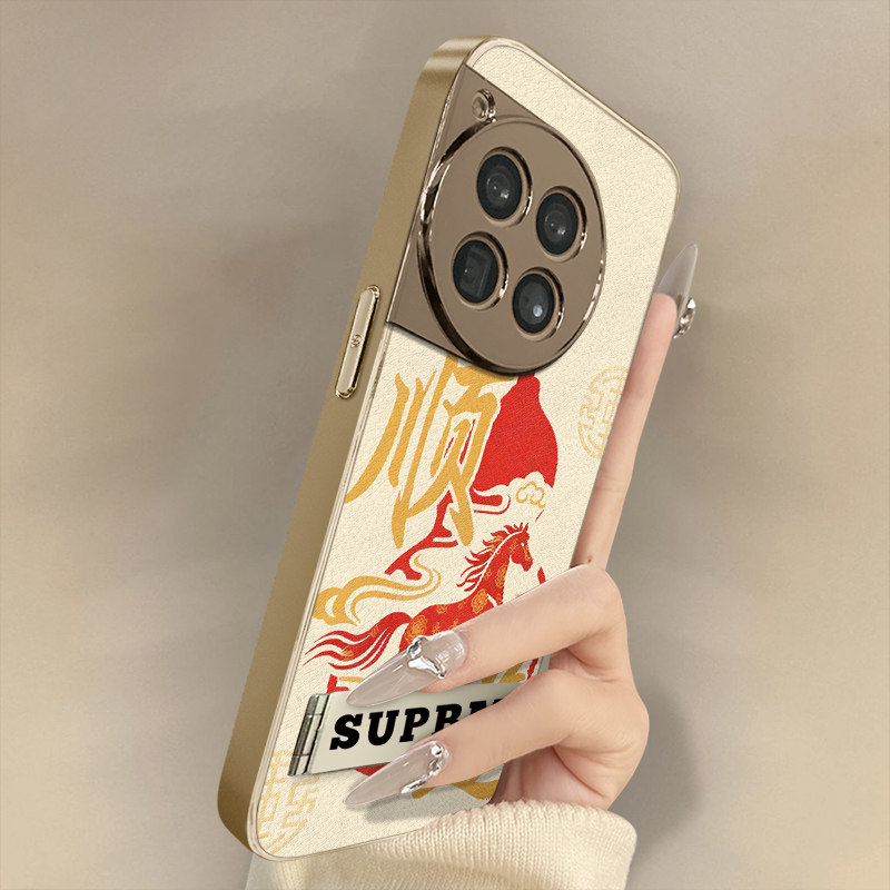 马年顺遂适用于一加15手机壳1加13T新款12文字11网红ace5pro国风ace3pro女ace2高级支架全包防摔小羊皮保护套