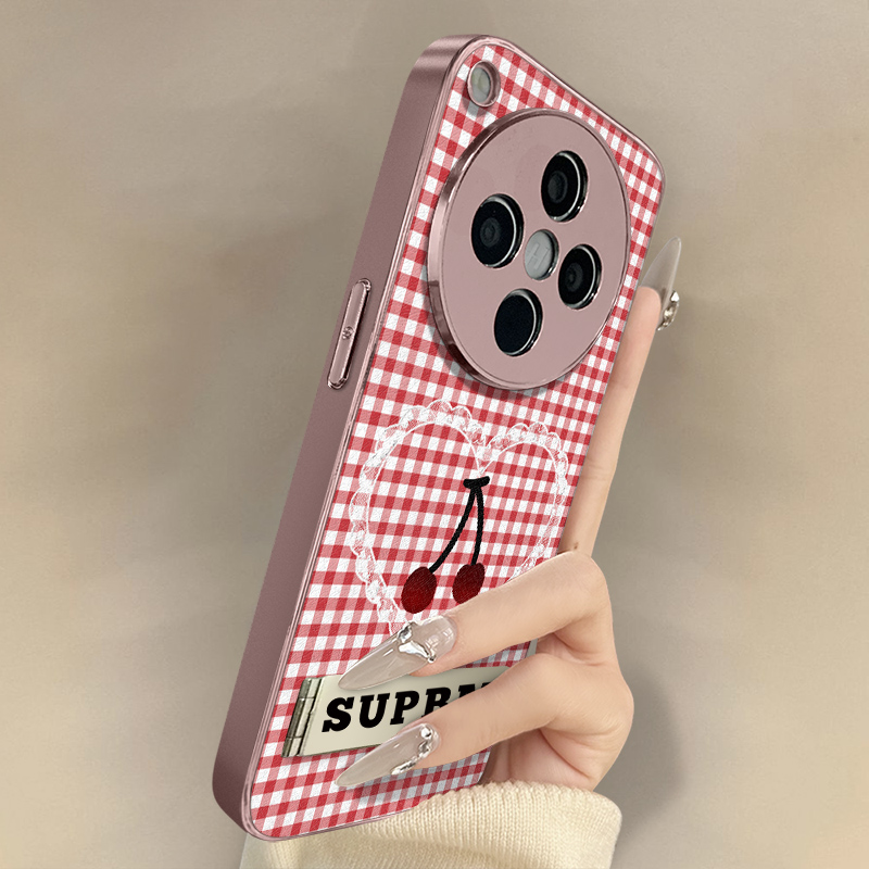 浙皇适用于oppofindx8手机壳x7ultra新款x6pro秋冬x5简约女款a97高级感a93s支架a72全包防摔小羊皮a2格纹樱桃