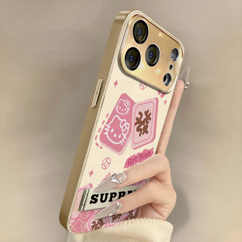 浙皇适用于苹果17手机壳iPhone15新款14plus卡通13可爱12女款高级16promax支架8全包防摔Air小羊皮发财KT猫