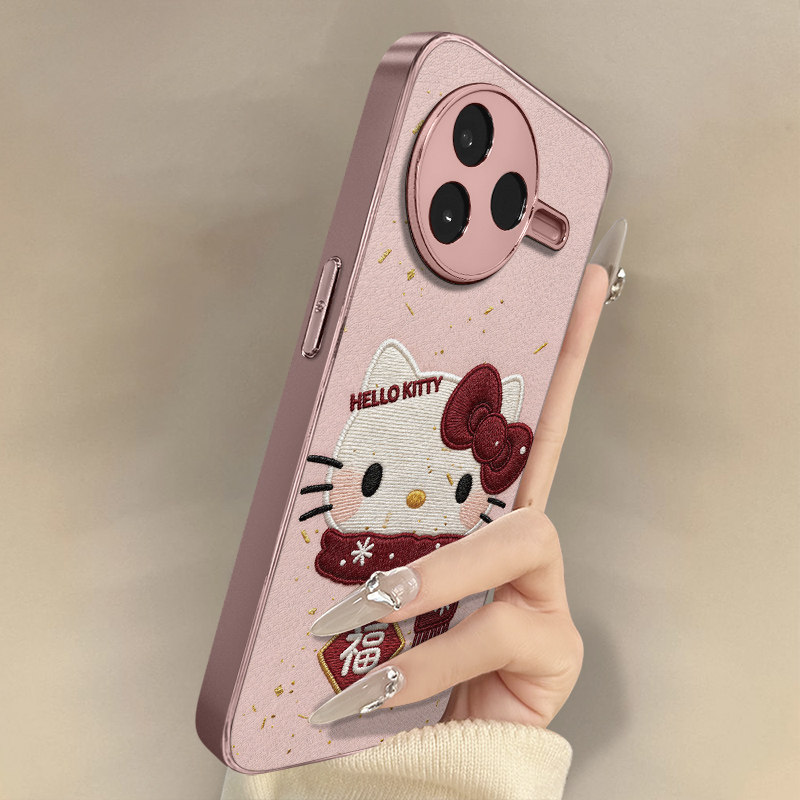 新春kt猫适用于红米k90手机壳k90promax新款k80卡通k70可爱小羊皮k60网红50好看note15r男女14高级13防摔支架