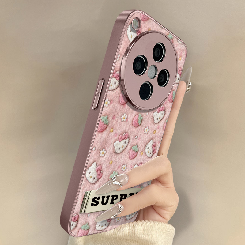 草莓kt猫适用于OPPOFindX9手机壳x7ultra新款findx8卡通x6网红x5可爱女a97高级a93s支架全包防摔小羊皮保护套