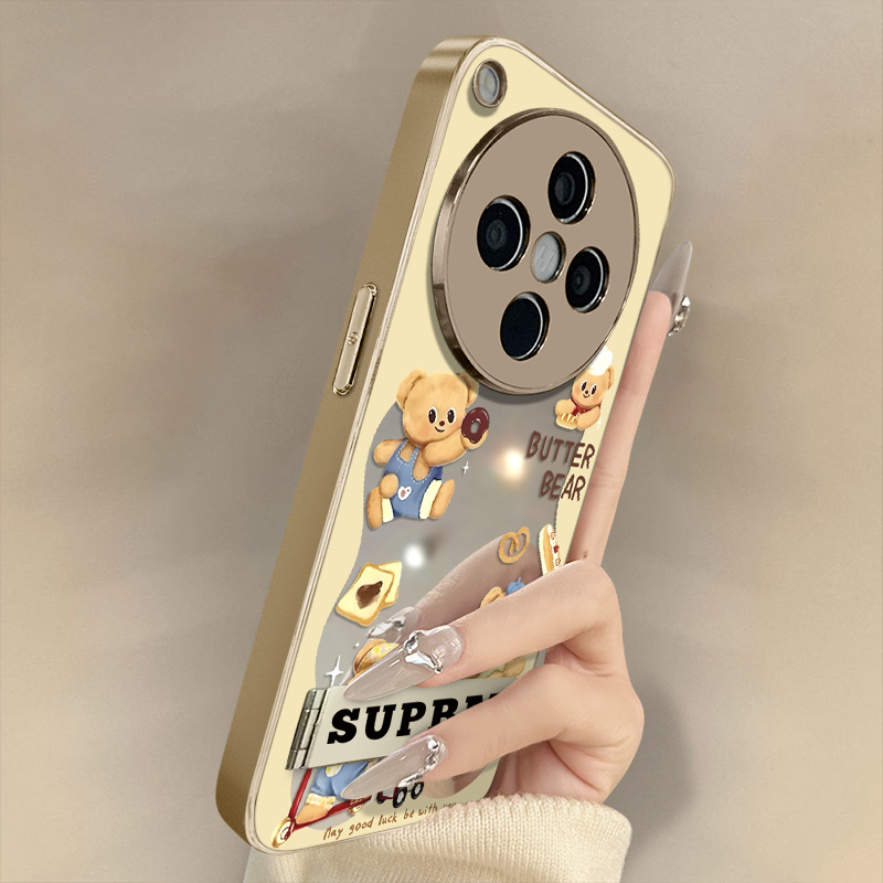 浙皇适用于oppofindx8手机壳x7ultra镜面x6pro高级x5全包a97防摔a93s支架a72网红a57新款女可爱2面包奶油小熊