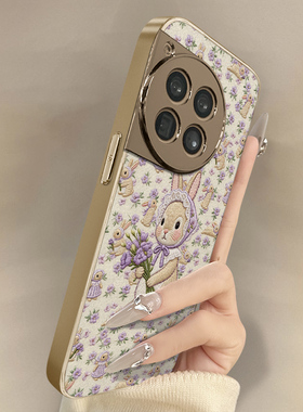 鲜花兔子适用于一加15手机壳一加13t新款13卡通12可爱小羊皮11网红Ace6好看ace5ultra男女3pro高级2v防摔支架