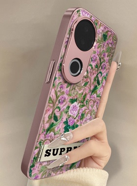 浙皇适用vivoS20Pro手机壳S19高级网红S18eS17t新款S16可爱女S15Pro电镀S12小羊皮S10全包防摔支架连枝牡丹