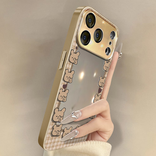 比耶小熊适用于苹果17手机壳17pro新款iPhone17promax好看16网红可爱15女14高级感13支架12超火镜面11不撞款