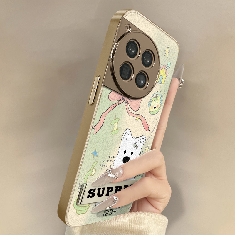 浙皇适用于一加13手机壳1加13T新款12卡通11创意ace5pro女款ace3pro支架全包防摔小羊皮ace2v雪白小狗