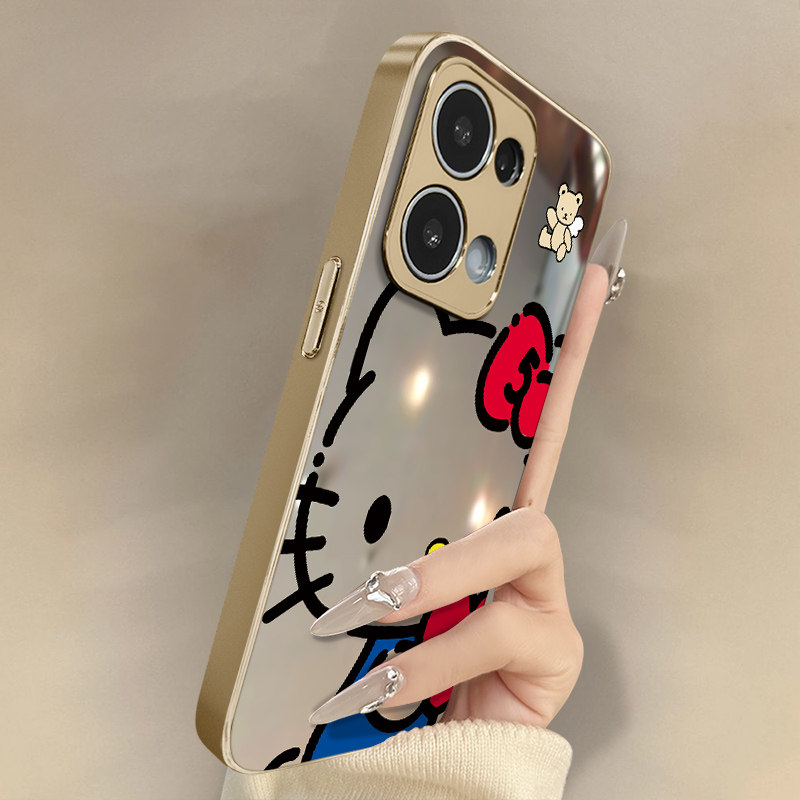 捧心猫咪适用于opporeno15手机壳15pro新款14pro卡通13turbopro网红可爱12女11高级感10支架超好看独特a6镜面