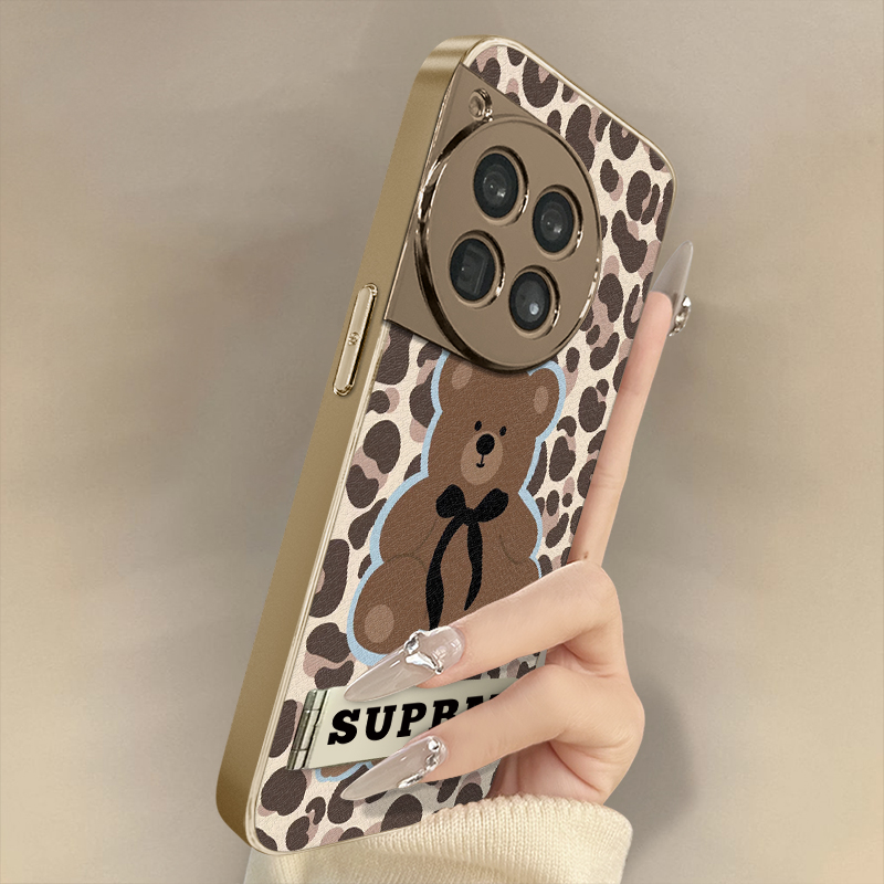 浙皇适用于一加13手机壳1加13T新款12卡通11女ace5pro可爱ace3全包防摔保护套支架小羊皮秋冬创意2v豹纹小熊