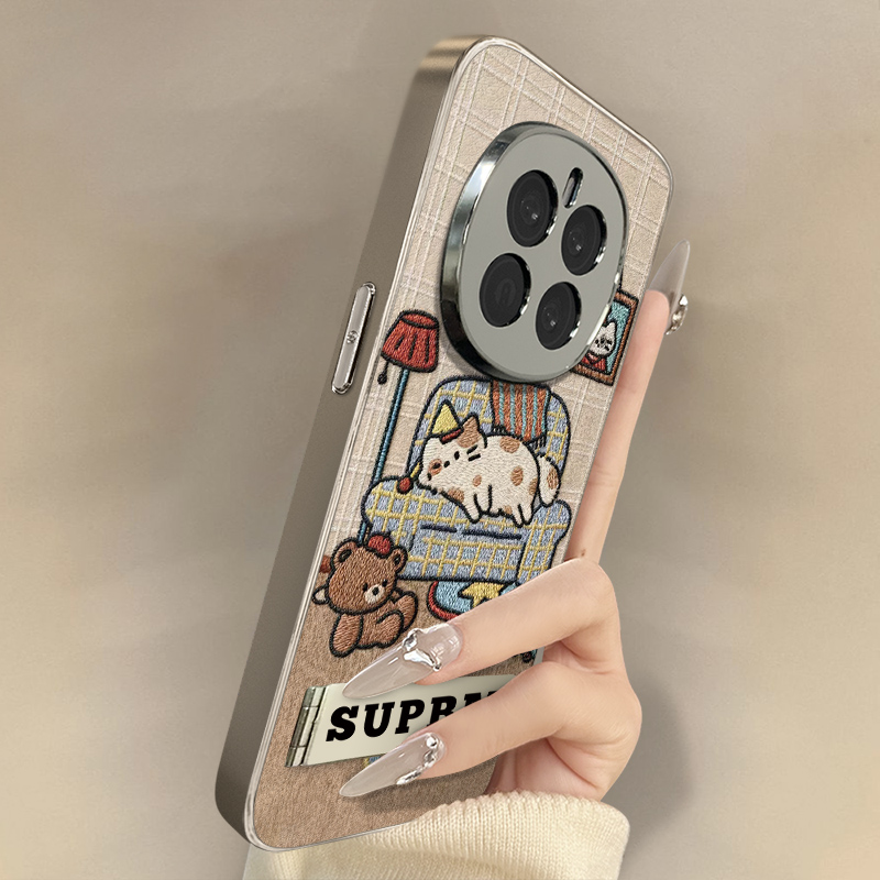 沙发猫咪适用于荣耀Magic8手机壳magic7新款6卡通网红x60i可爱x50gt女40高级GTPro支架全包防摔小羊皮保护套