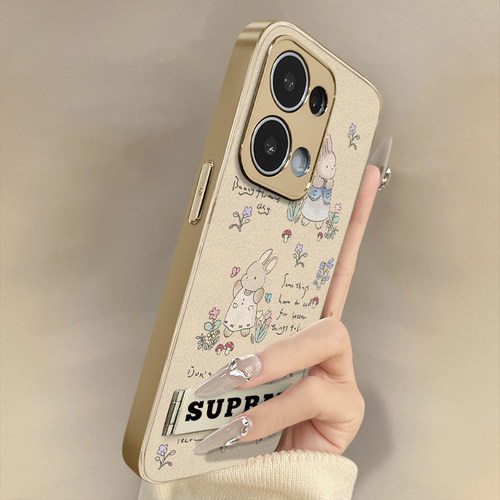 浙皇适用于opporeno13手机壳reno12pro新款11pro小羊皮10高级感9电镀8防摔7pro支架创意5可爱女6pro花丛兔子