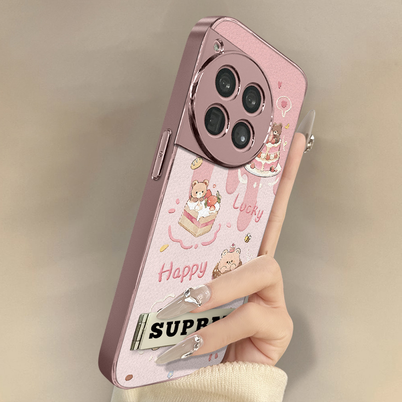 浙皇适用于一加13手机壳1加13T新款12卡通11可爱ace5pro女款ace3pro支架全包防摔小羊皮ace2v小熊蛋糕