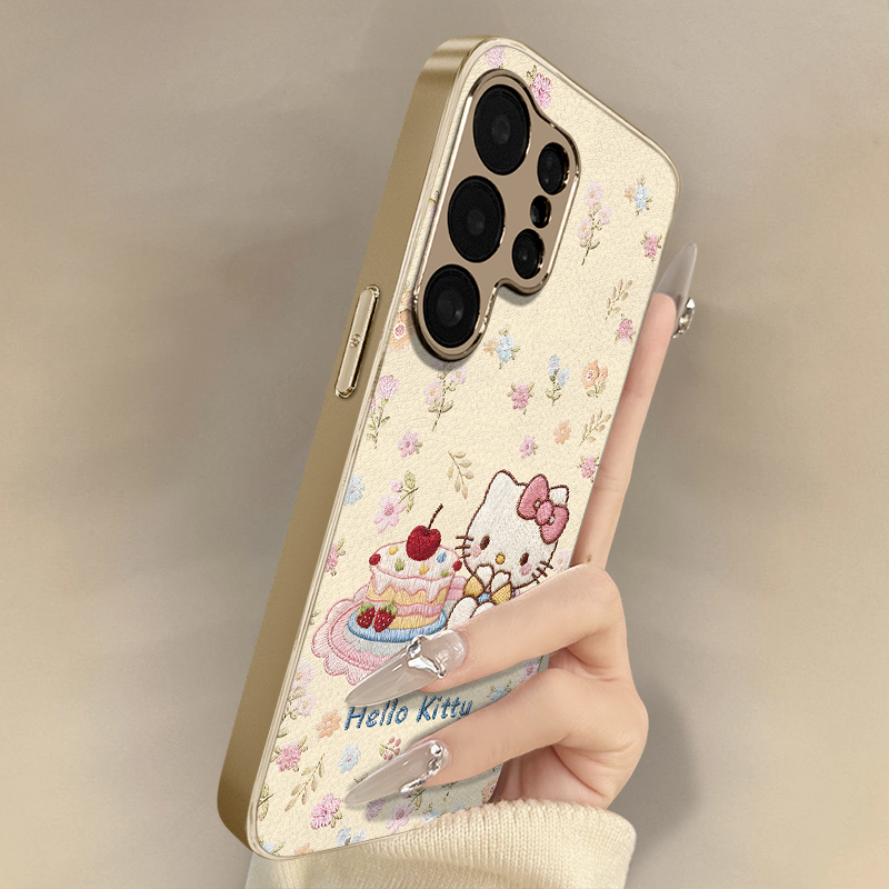 蛋糕凯蒂适用于三星galaxys25手机壳s25plus新款s25ultra卡通s24可爱小羊皮s23网红s22好看男女高级防摔支架