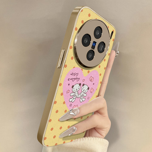 波点爱心熊适用vivox300手机壳x300pro新款200s女x100ultra独特好看x90s超火80高级小众支架Y500小羊皮保护套