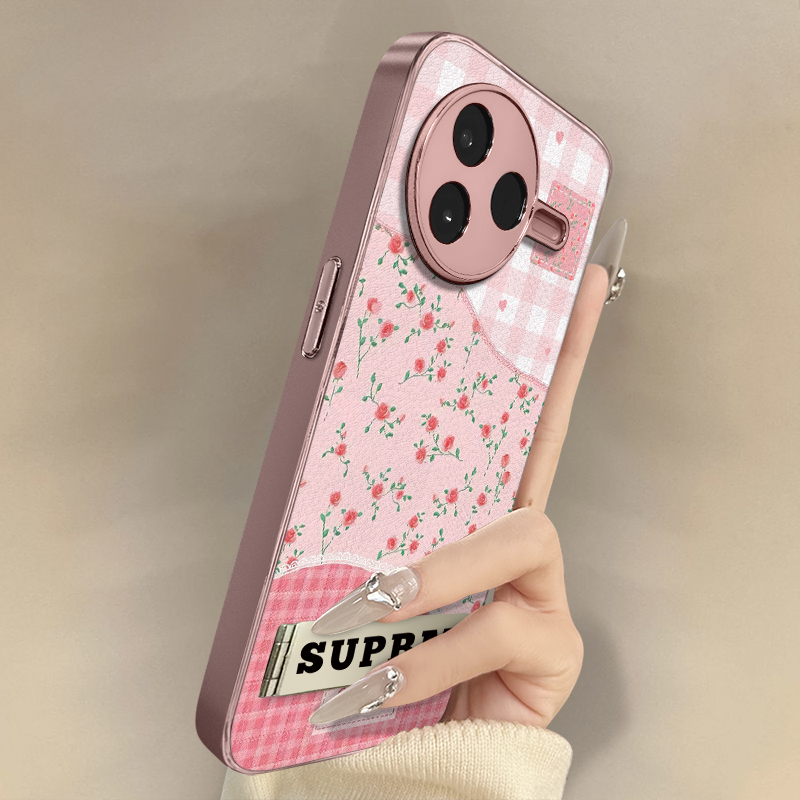 浙皇适用于红米k80手机壳k70e新款k60ultra秋冬k50网红note14轻奢高级支架13全包防摔小羊皮女12pro格子玫瑰