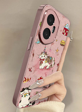 帽子小猫适用于荣耀500手机壳500pro新款400卡通300可爱200小羊皮100网红90gt好看80男女POWER高级防摔支架