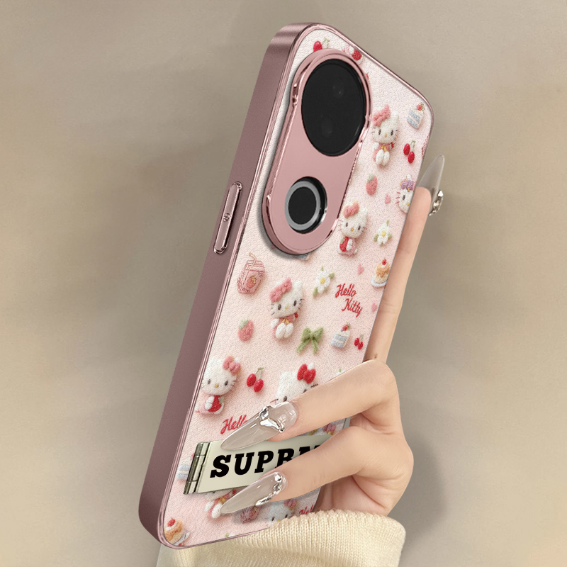 蛋糕kt猫适用于vivos30手机壳s20pro新款s18e卡通s17t网红15可爱s19女s16高级12支架s10全包防摔小羊皮保护套