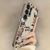 碎花裙凯蒂猫适用于三星galaxys25手机壳s25plus新款 s25ultra卡通s24可爱小羊皮s23网红s22好看男女高级支架