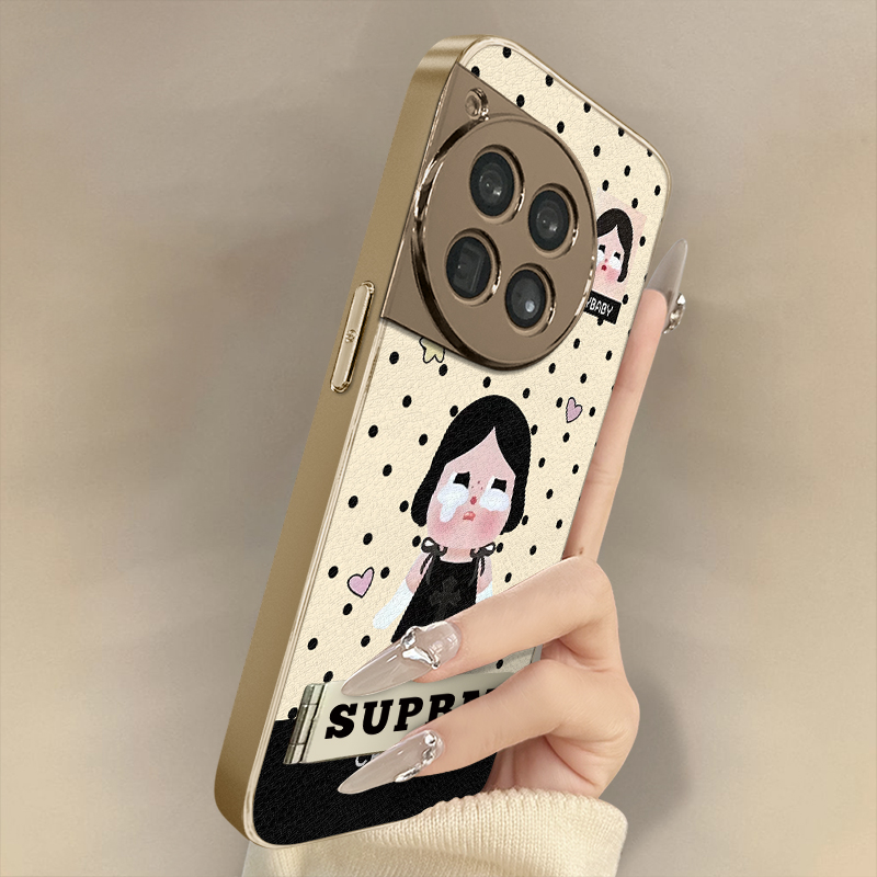 浙皇适用于一加13手机壳1加13T新款12网红11女ace5pro可爱3全包防摔保护套支架小羊皮秋冬创意ace2v波点哭娃