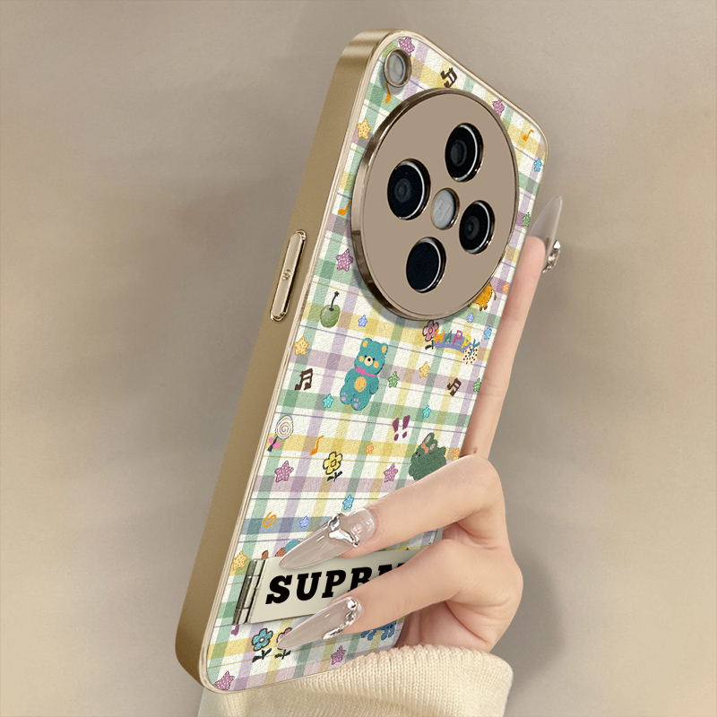 浙皇适用于oppofindx8手机壳x7ultra新款x6pro高级x5防摔a93s支架a72网红a57高级羊皮女a97卡通a2格子花小熊