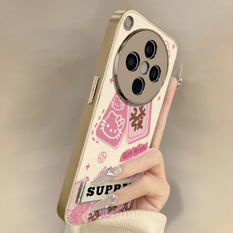 浙皇适用于oppofindx8手机壳x7ultra新款x6pro卡通x5可爱a97女款高级a93s支架a72全包防摔小羊皮a2发财KT猫