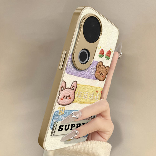 动物祝福适用于vivos30手机壳s20pro新款s18e卡通s17t文字15可爱s19女s16高级12支架s10全包防摔小羊皮保护套