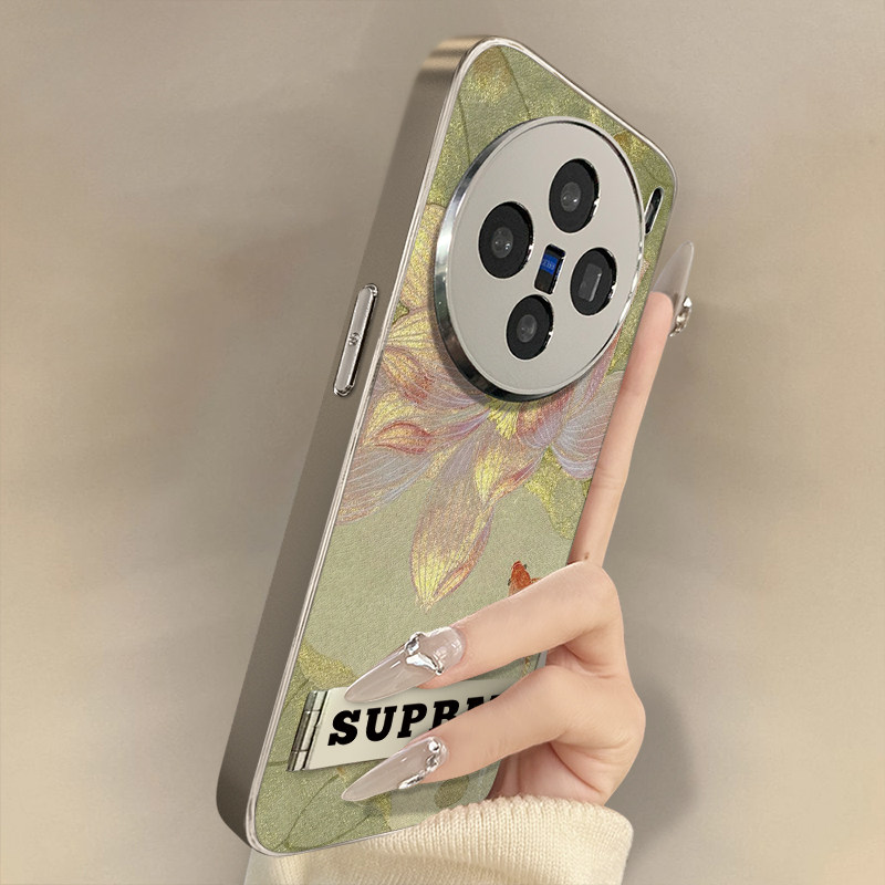 荷花锦鲤适用vivox200promini手机壳x100ultra高级感x90s小众70中国风x60新款s20女s19支架s18电镀y300小羊皮