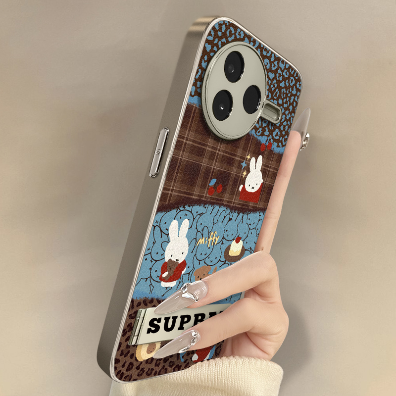 米菲兔子适用于红米k90手机壳k80新款k70e卡通60ultra网红note15可爱14高级13支架12pro全包防摔小羊皮保护套