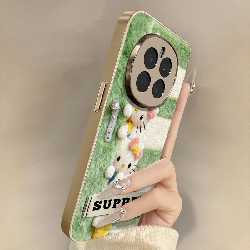 偷看kt猫适用于荣耀Magic8手机壳magic7新款6卡通网红x60i可爱x50gt女40高级GTPro支架全包防摔小羊皮保护套