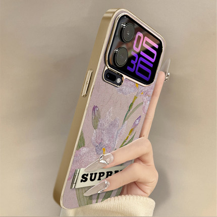 国风紫色鸢尾花适用小米17promax手机壳14ultra高级感13创意15小众12新款note14男k80女11支架k70小羊皮k60e