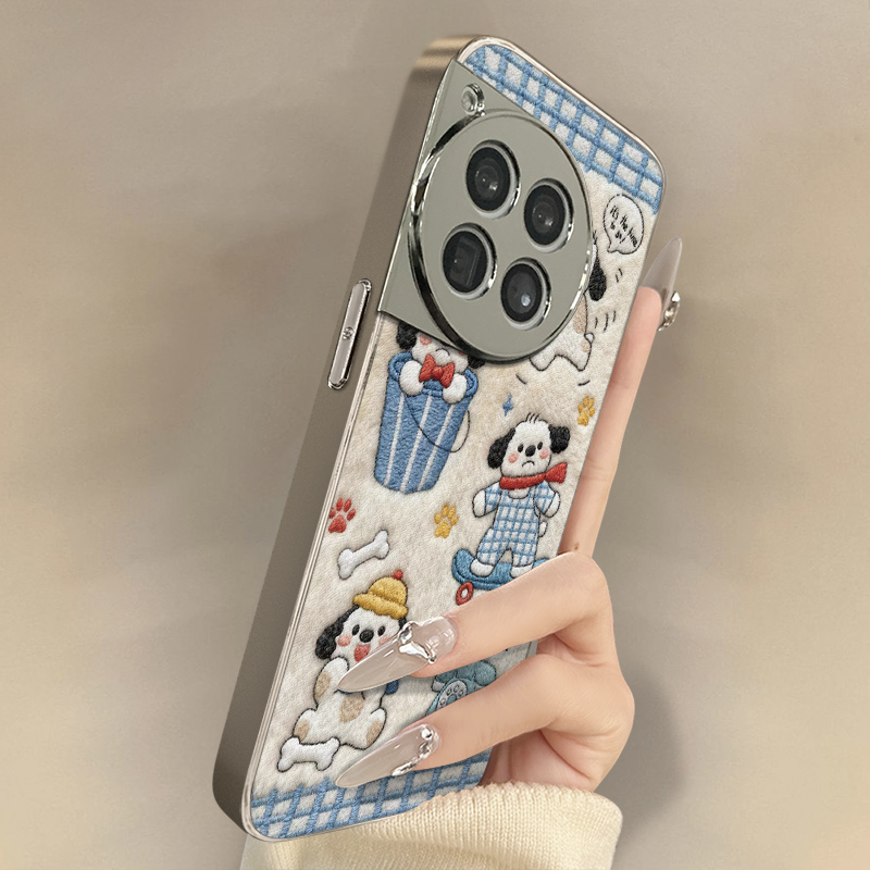 滑板小狗适用于一加15手机壳1加13T新款12卡通11网红ace6可爱ace5pro女ace3高级2支架全包防摔小羊皮保护套