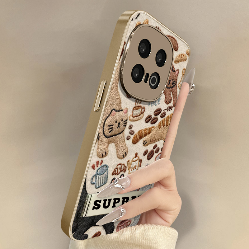 咖啡猫咪适用于vivoiqoo13手机壳12新款11卡通neo10网红9可爱女高级8支架7全包6防摔z10turbo小羊皮z9x保护套