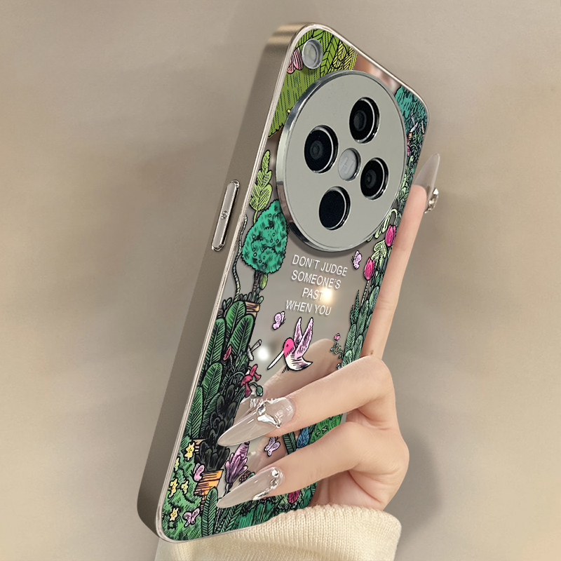油画丛林适用oppofindx8Pro手机壳X7Ultra高级x6网红x5趣味a97新款A93s可爱女96电镀镜面58全包55防摔支架
