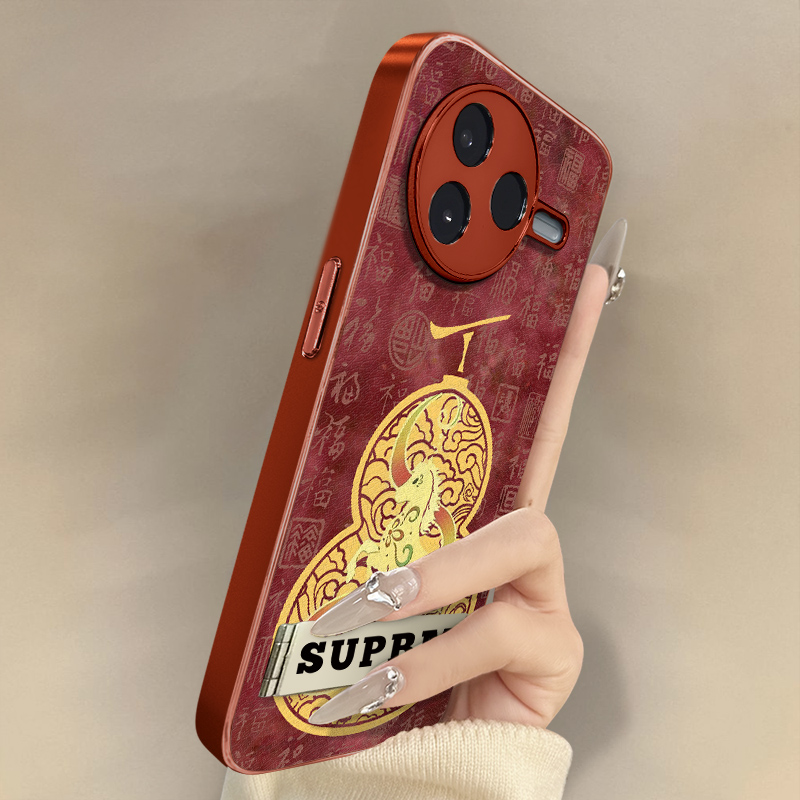 马年葫芦适用于红米k80手机壳k70e新款k60ultra文字50网红note14国风13女12pro高级支架全包防摔小羊皮保护套