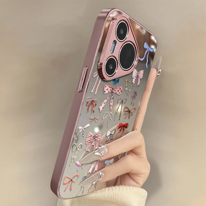 多蝴蝶结适用华为Pura70Pro+手机壳70Ultra高级网红P60Art趣味新款P50E可爱女P40电镀镜面P30全包防摔支架