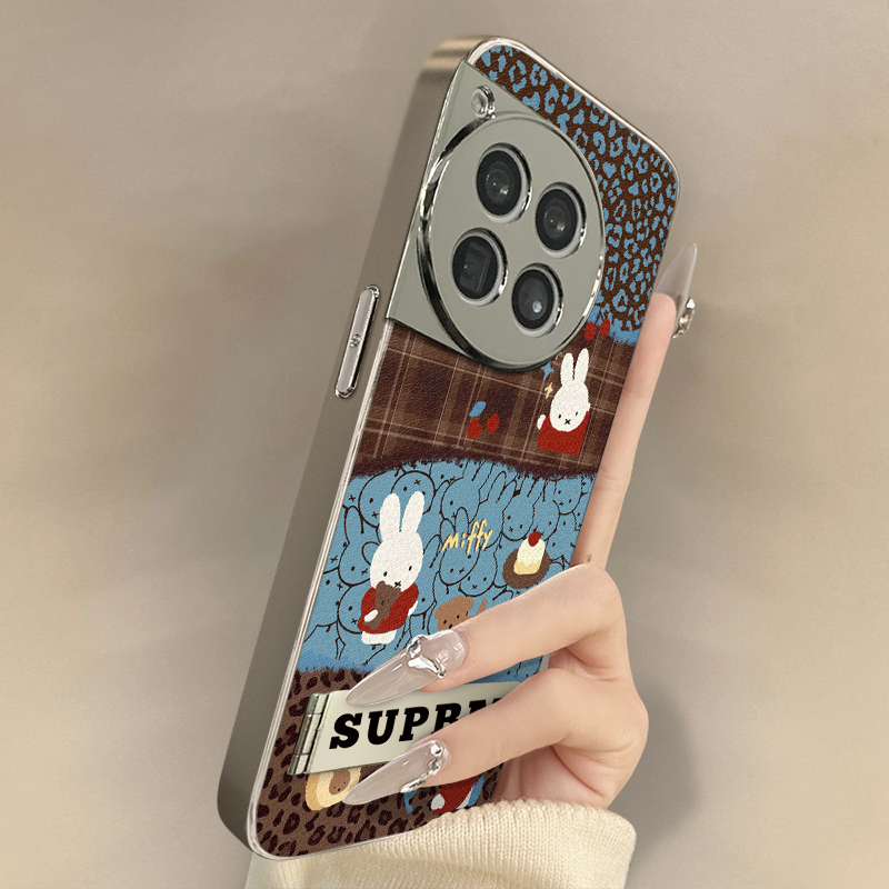米菲兔子适用于一加15手机壳1加13T新款12卡通11网红ace6可爱ace5pro女ace3高级2支架全包防摔小羊皮保护套