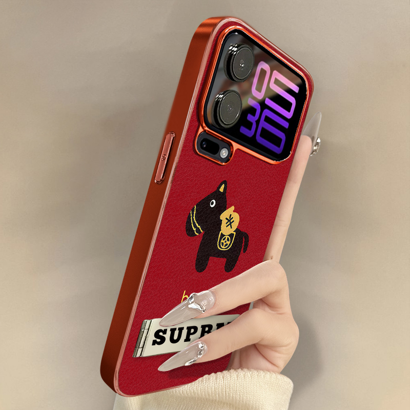 马上有钱适用于小米17promax手机壳15新款14卡通13网红12sultra创意11女civi5高级支架全包防摔小羊皮保护套