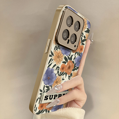 浙皇适用小米15Pro手机壳14ultra高级13pro网红1212sUltra新款可爱11女电镀小羊皮MIX4全包防摔支架水彩花