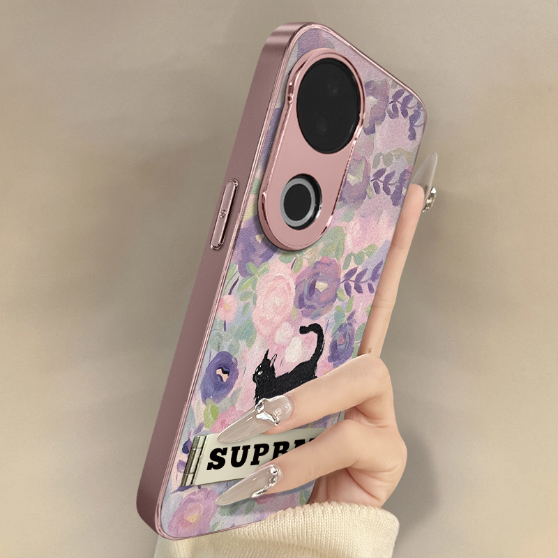 浙皇适用vivoS20Pro手机壳S19高级网红S18eS17t新款S16可爱女S15Pro电镀S12小羊皮S10全包防摔支架紫花黑猫