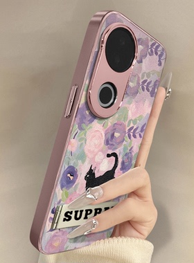 浙皇适用vivoS20Pro手机壳S19高级网红S18eS17t新款S16可爱女S15Pro电镀S12小羊皮S10全包防摔支架紫花黑猫