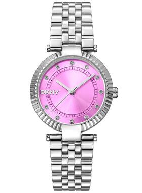 代购DKNY唐可娜儿女士腕表夜光日期计时防水金属钢带银色商务