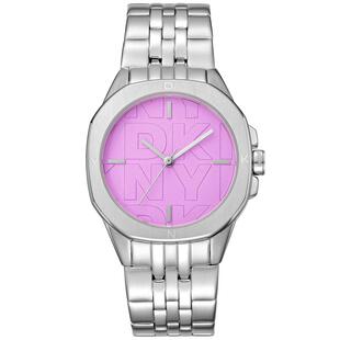 代购DKNY唐可娜儿女士腕表计时夜光日期测速金属钢带粉色防水