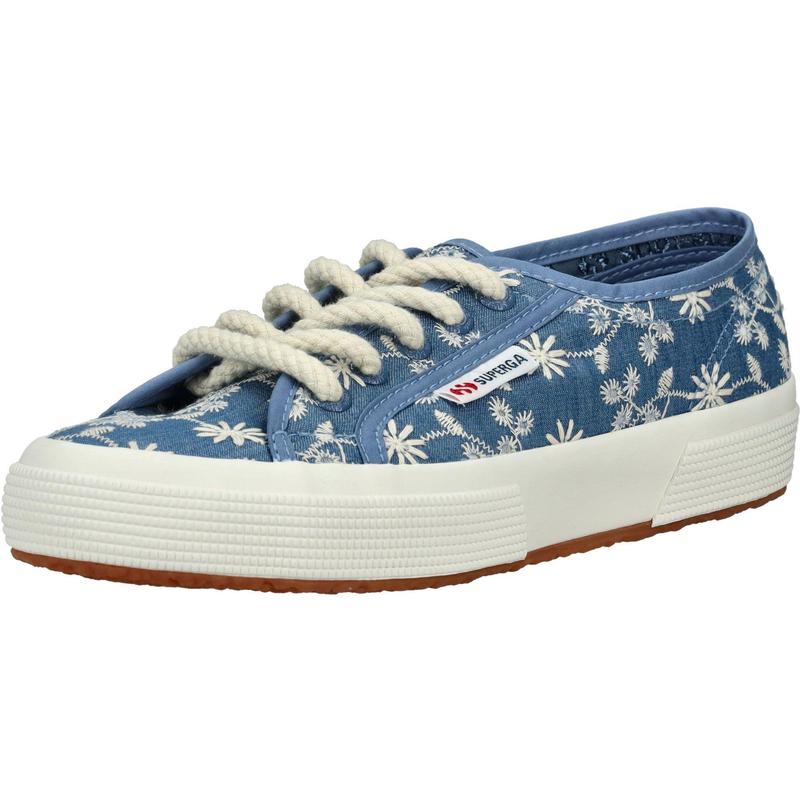 Superga女士帆布鞋舒适穿着轻便设计耐磨鞋底透气鞋面蓝色印花