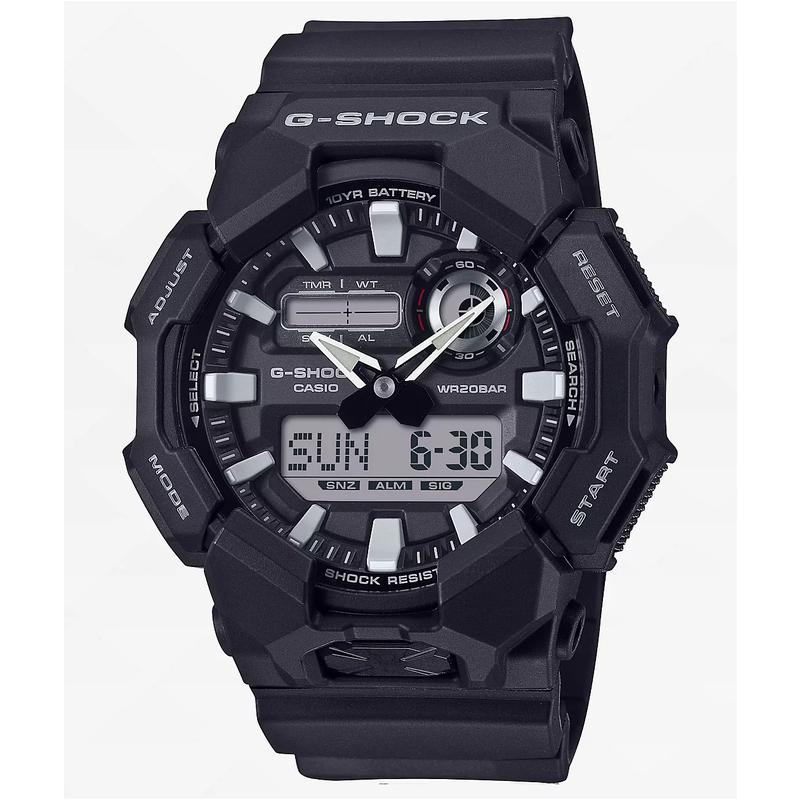G-SHOCK男女腕表双显夜光闹钟世界时黑色树脂防水防震户外运动