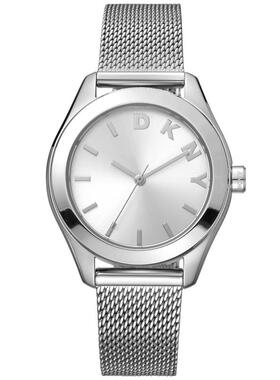 代购DKNY唐可娜儿女士腕表计时夜光日期测速金属钢带银色防水