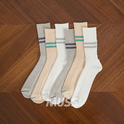 现货 ROTOTO R1468 日产罗纹撞色条纹针织中筒袜 25SS