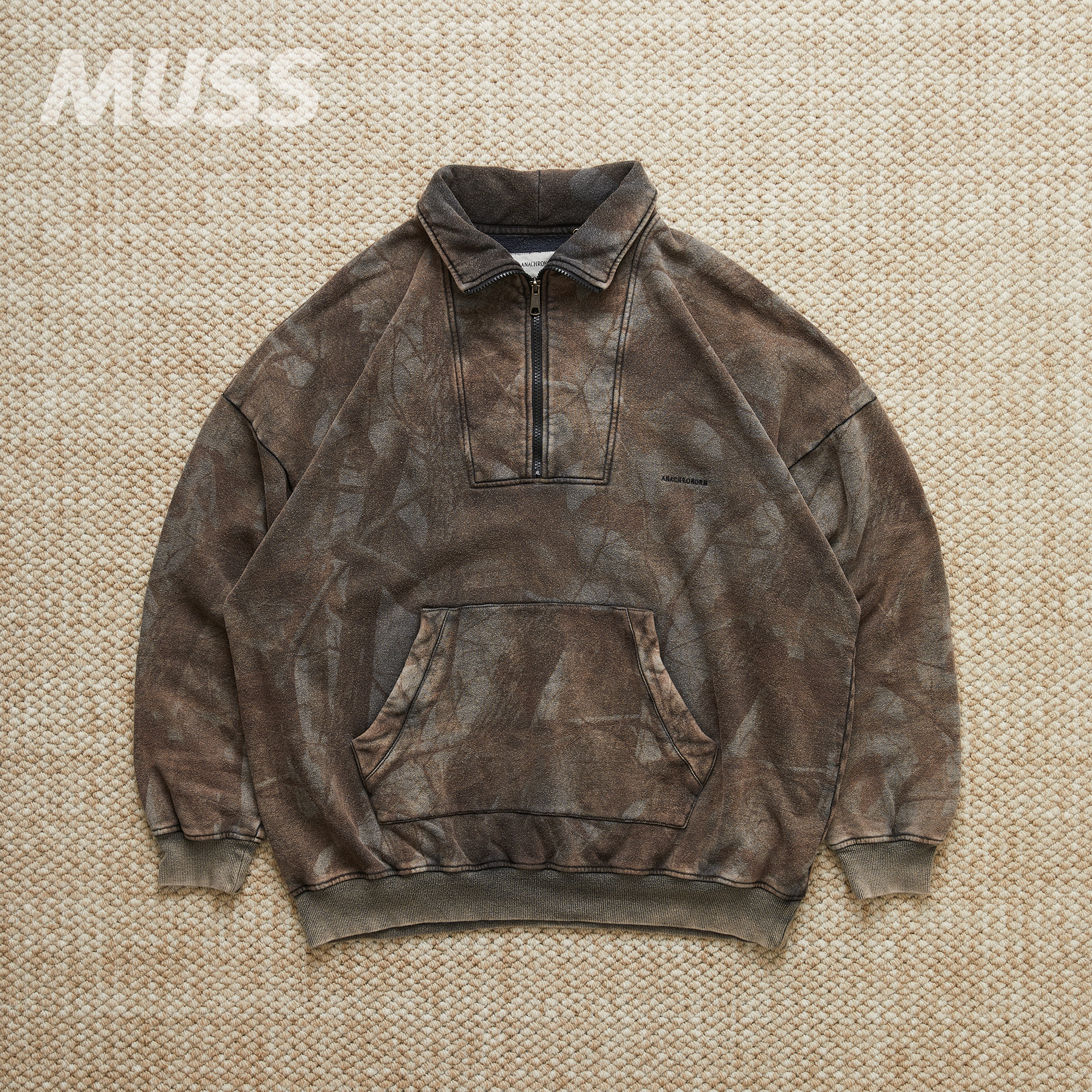 ANACHRONORM硫染半拉链抓绒卫衣